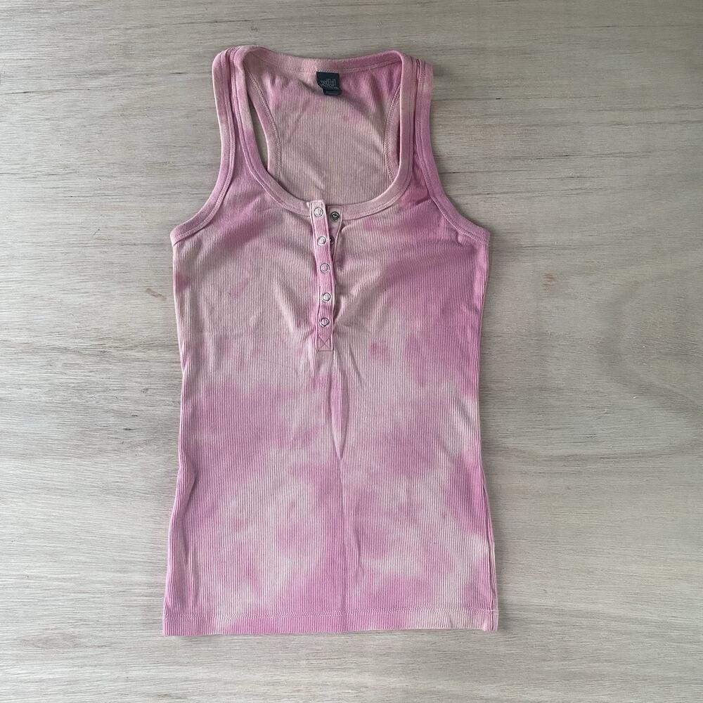 Wild Fable Pink Tie Dye Ribbed Snap Front Tank Top Size S